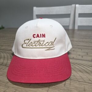 SNAG Collective Cain Electrical Snapback Hat Cap Cream Red Flat Brim NWOT